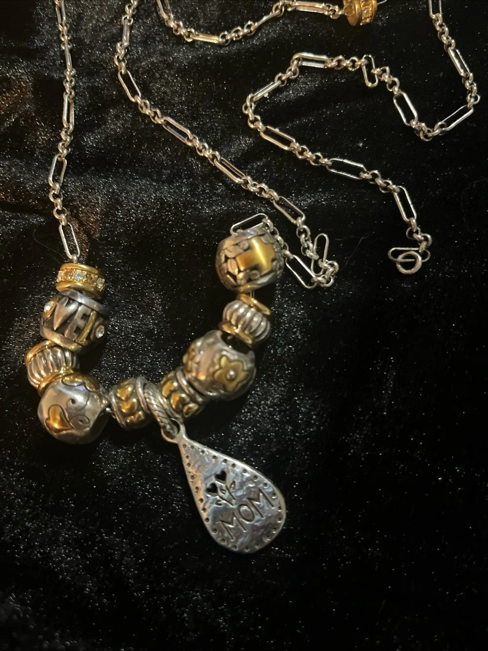 Brighton Two-Tone Silver & Gold Charm Necklace with MOM Teardrop - Picture 2 of 7
